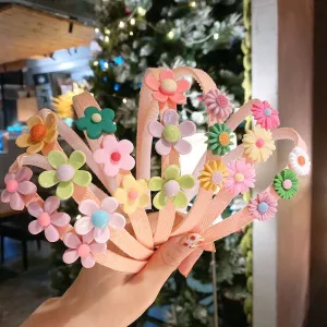 Sweet Flower Decor Kids Headband Accessories with Cartoon Character Resin Design