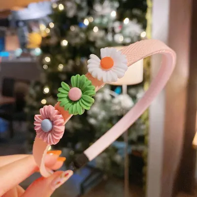 Sweet Flower Decor Kids Headband Accessories with Cartoon Character Resin Design