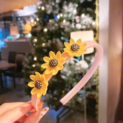 Sweet Flower Decor Kids Headband Accessories with Cartoon Character Resin Design