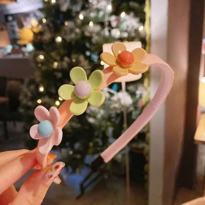 Sweet Flower Decor Kids Headband Accessories with Cartoon Character Resin Design