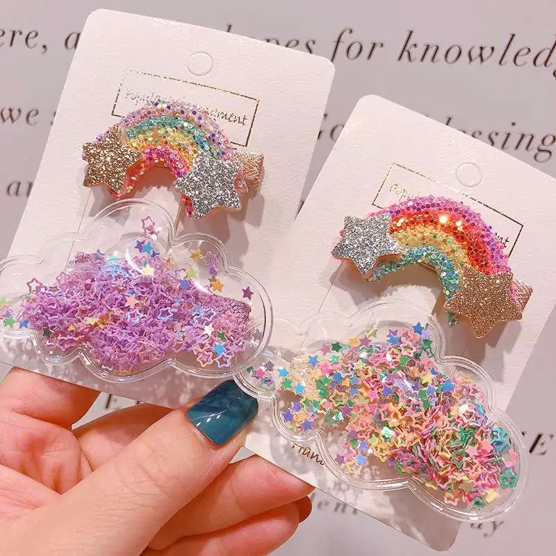 Kids Glitter Rainbow Duckbill Hair Clip Child Style Mixed Material Hairpin