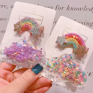 Kids Glitter Rainbow Duckbill Hair Clip Child Style Mixed Material Hairpin