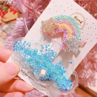 Kids Glitter Rainbow Duckbill Hair Clip Child Style Mixed Material Hairpin