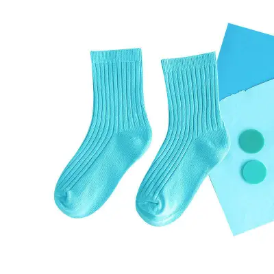 Kids Fashion Solid Color Breathable Soft Combed Cotton Mid-Calf Socks