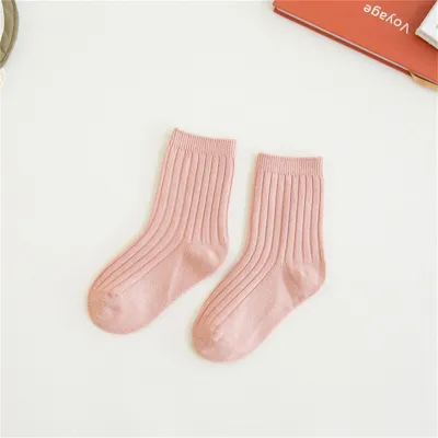 Kids Fashion Solid Color Breathable Soft Combed Cotton Mid-Calf Socks