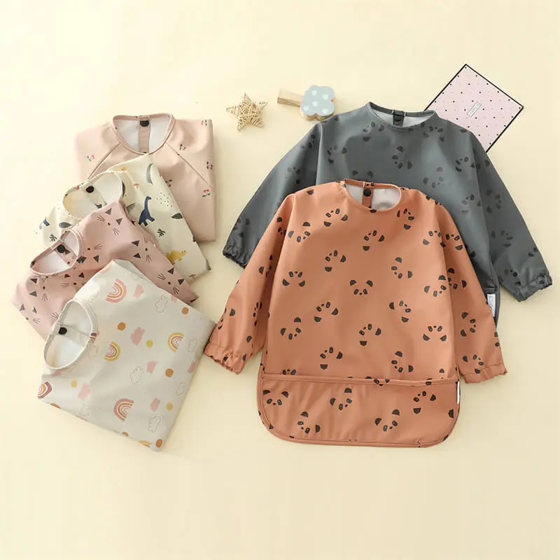 Baby Cartoon Anti-dirty Waterproof Recycled Polyester Clothes Bib Unisex