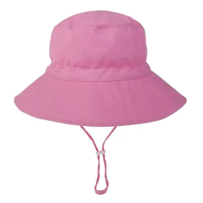Kids Cotton Sun Hat - Solid Color Floral Flat Top Unisex Accessories