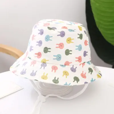 Kids Fruit Cartoon Pattern Linen Mix Bucket Hat Letter Dome Hat One Size