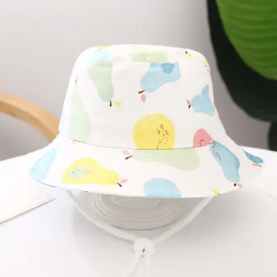 Kids Fruit Cartoon Pattern Linen Mix Bucket Hat Letter Dome Hat One Size