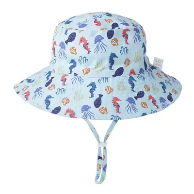 Kids Fashion Cartoon Pattern Cotton Bucket Hat Sun Protection