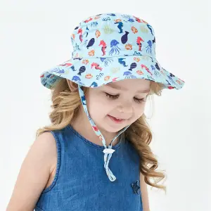 Kids Fashion Cartoon Pattern Cotton Bucket Hat Sun Protection