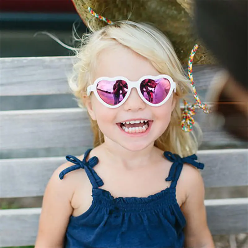 Kids Cute Heart Shape Frame Sunglasses PC Resin Lens