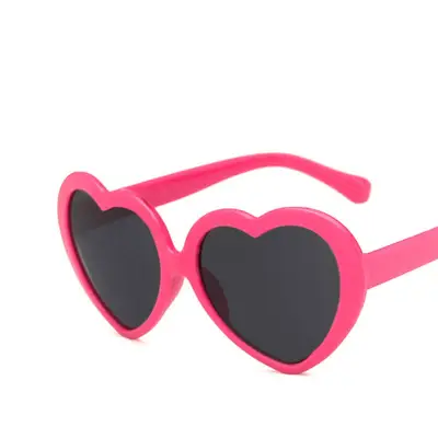 Kids Cute Heart Shape Frame Sunglasses PC Resin Lens