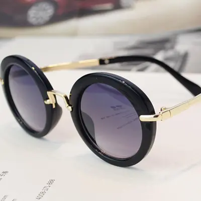 Kids Fashion Round Frame Metal Bridge Design Sunglasses