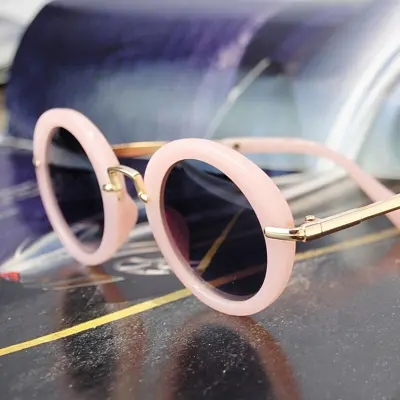 Kids Fashion Round Frame Metal Bridge Design Sunglasses
