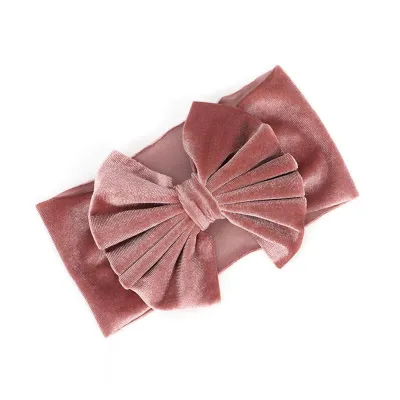 14 Colors Oversized Bowknot Decor Kids Velvet Headband