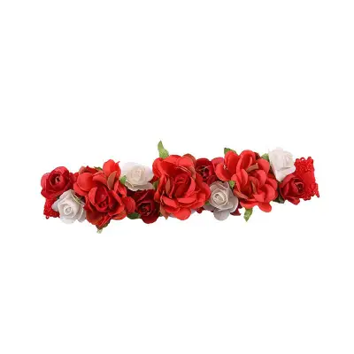 Girls Sweet Flower Decoration Fabric Headband Bow Tie