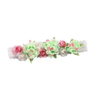 Girls Sweet Flower Decoration Fabric Headband Bow Tie