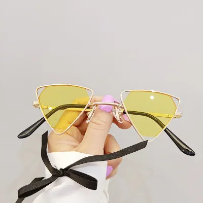 Girls Personality Triangle Metal Frame Kids Sunglasses with PC Lenses