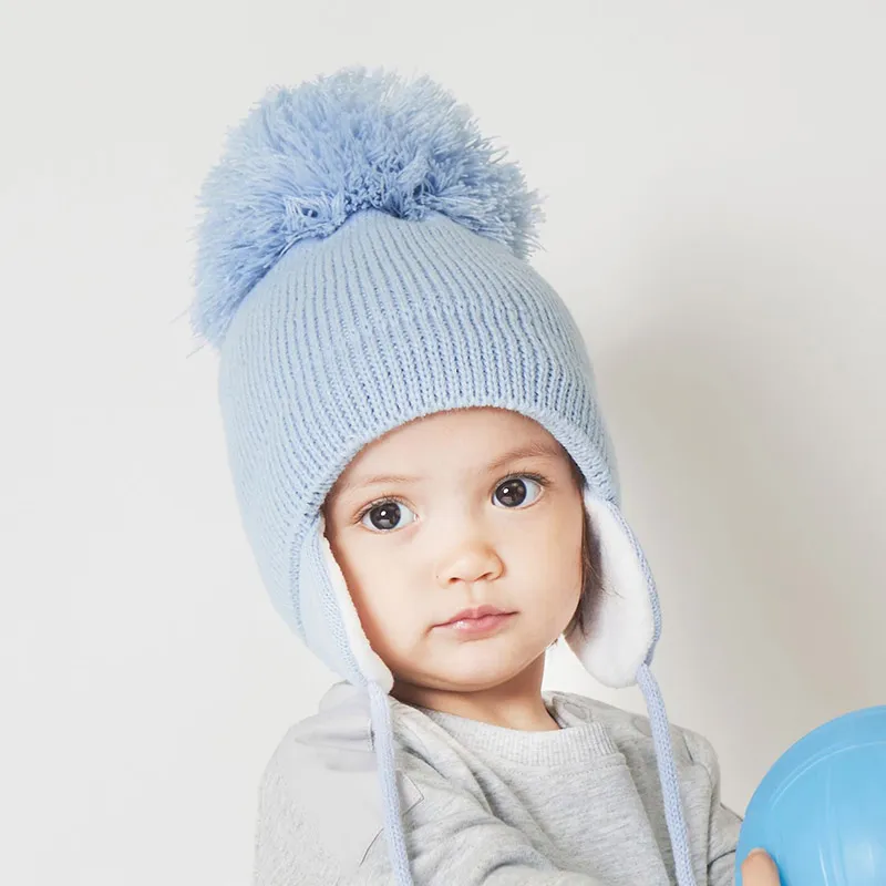 Children Solid Color Knitted Ear Protection Cap Unisex Acrylic Wild Style Dome Hat