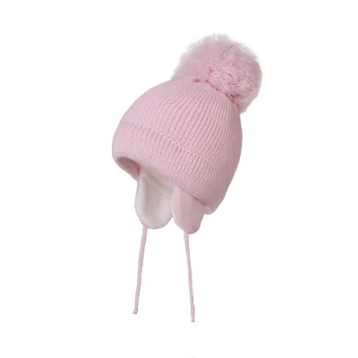 Children Solid Color Knitted Ear Protection Cap Unisex Acrylic Wild Style Dome Hat