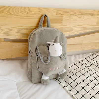 Cute Cartoon Plush Children Backpack for Toddler Unisex with Animal Pattern