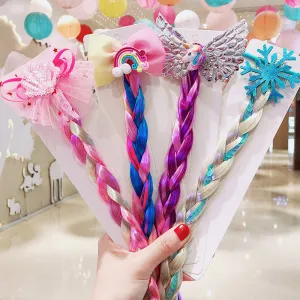 Children Cartoon Unicorn Color Wig Hair Bow Tie Accessories