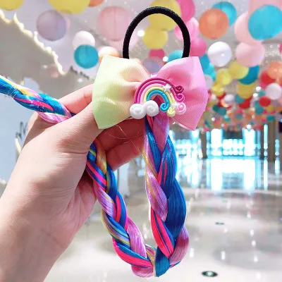 Children Cartoon Unicorn Color Wig Hair Bow Tie Accessories