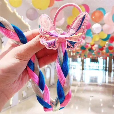 Children Cartoon Unicorn Color Wig Hair Bow Tie Accessories