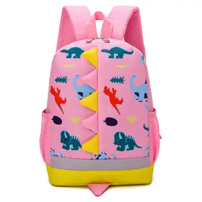 Kids Cute Dinosaur Pattern Backpack Unisex Toddler School Backpack Soft Oxford 20-35L