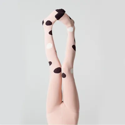 Girls Funny Asymmetry Cartoon Pattern Cotton Pantyhoses Tights Medium Thickness