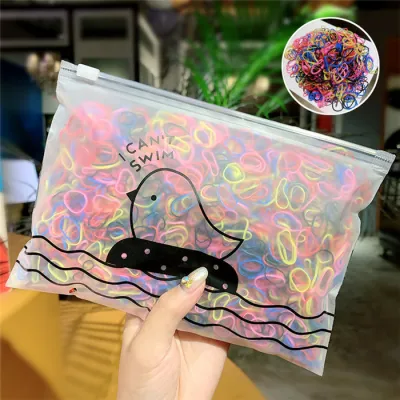 1000PCS/pack Simple Colorful Rubber Kids Hair Accessories