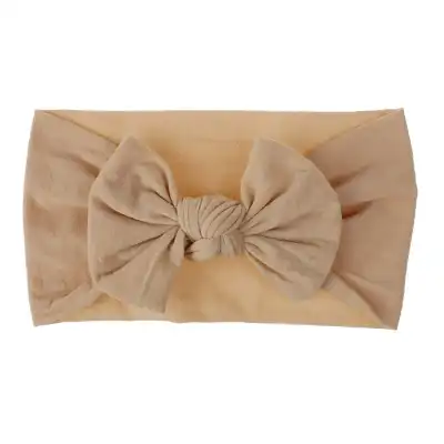 Kids Bohemian Solid Color Wide Fabric Bow Headband