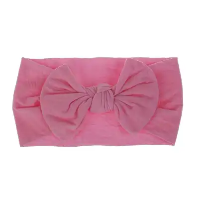 Kids Bohemian Solid Color Wide Fabric Bow Headband