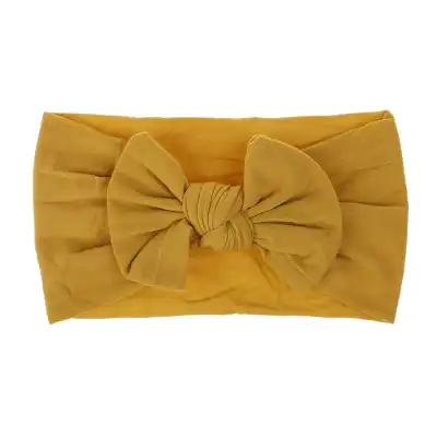 Kids Bohemian Solid Color Wide Fabric Bow Headband