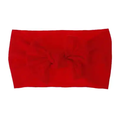 Kids Bohemian Solid Color Wide Fabric Bow Headband