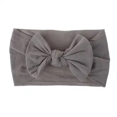 Kids Bohemian Solid Color Wide Fabric Bow Headband