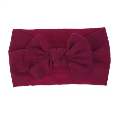 Kids Bohemian Solid Color Wide Fabric Bow Headband