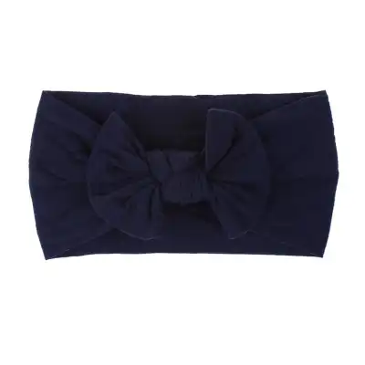 Kids Bohemian Solid Color Wide Fabric Bow Headband