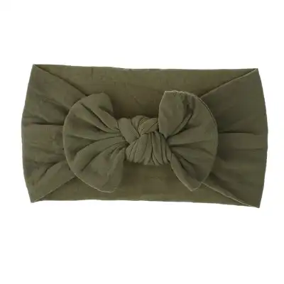 Kids Bohemian Solid Color Wide Fabric Bow Headband