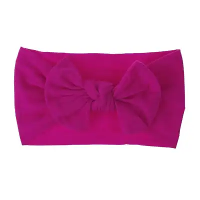 Kids Bohemian Solid Color Wide Fabric Bow Headband