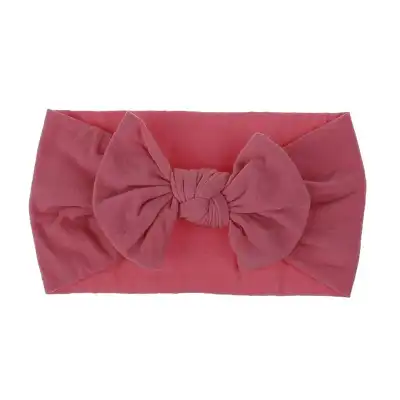 Kids Bohemian Solid Color Wide Fabric Bow Headband