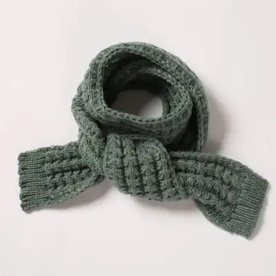 Kids Solid Color Warm Acrylic Knitting Scarf Unisex Winter Accessory