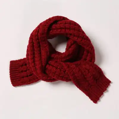 Kids Solid Color Warm Acrylic Knitting Scarf Unisex Winter Accessory
