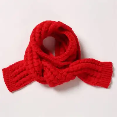 Kids Solid Color Warm Acrylic Knitting Scarf Unisex Winter Accessory