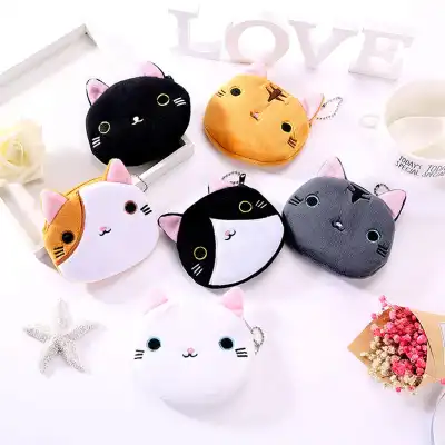 Kids Cute Cat Shaped Mini Wallet Plush Coin Purse