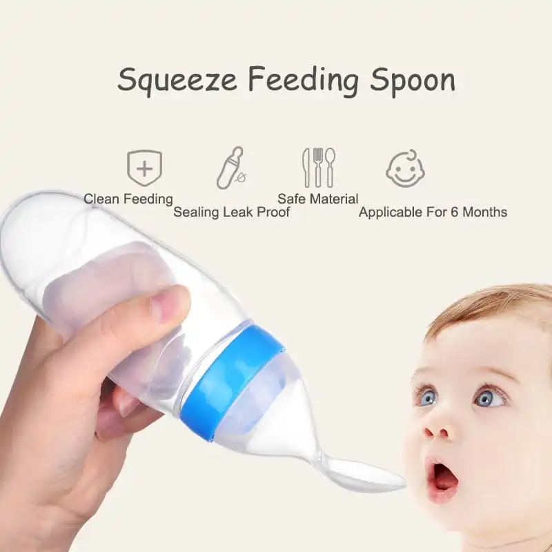 Baby Convenient Silicone Squeeze Feeding Spoon