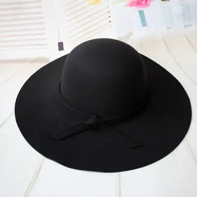 Sweet Girls Solid Color Bowknot Decor Bowler Sun Caps Wild Style Woolen Dome Hats