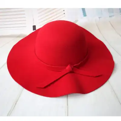 Sweet Girls Solid Color Bowknot Decor Bowler Sun Caps Wild Style Woolen Dome Hats