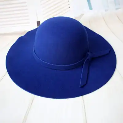 Sweet Girls Solid Color Bowknot Decor Bowler Sun Caps Wild Style Woolen Dome Hats